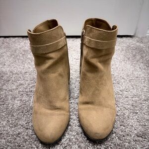 LC Lauren Conrad Tan Suede Ankle Booties